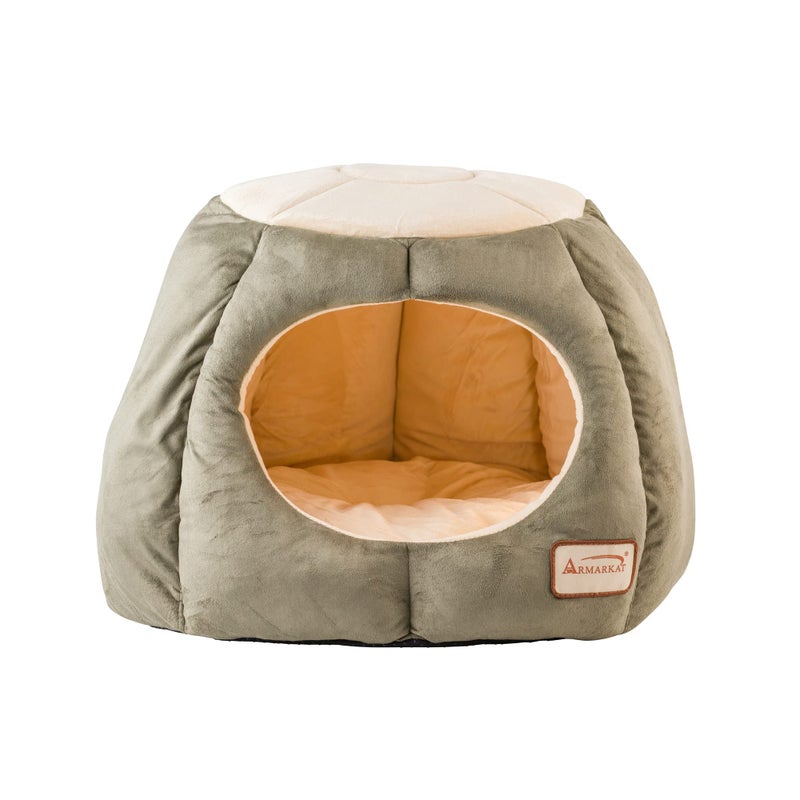 Armarkat Cat Bed, Laurel Green and Beige - Image 1